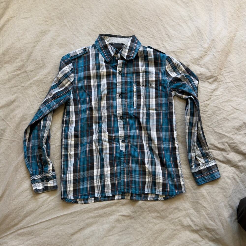 SEAN JOHN B/BLU/G‎ PLAID LONG SLEEVE BOYS SHIRT